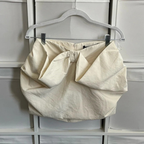 Zara Voluminous Bow Draped Bubble Mini Skirt White Size XS NWT - Picture 7 of 9